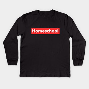 Homeschool Red Block Label Kids Long Sleeve T-Shirt